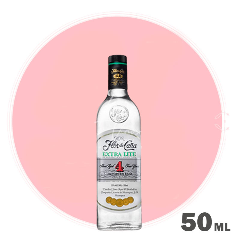 Ron Flor de Caña Extra Lite 4 años 50 ml - Licores Miniatura