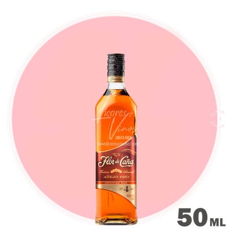 Ron Flor de Caña Oro 4 años 50 ml - Licores Miniatura