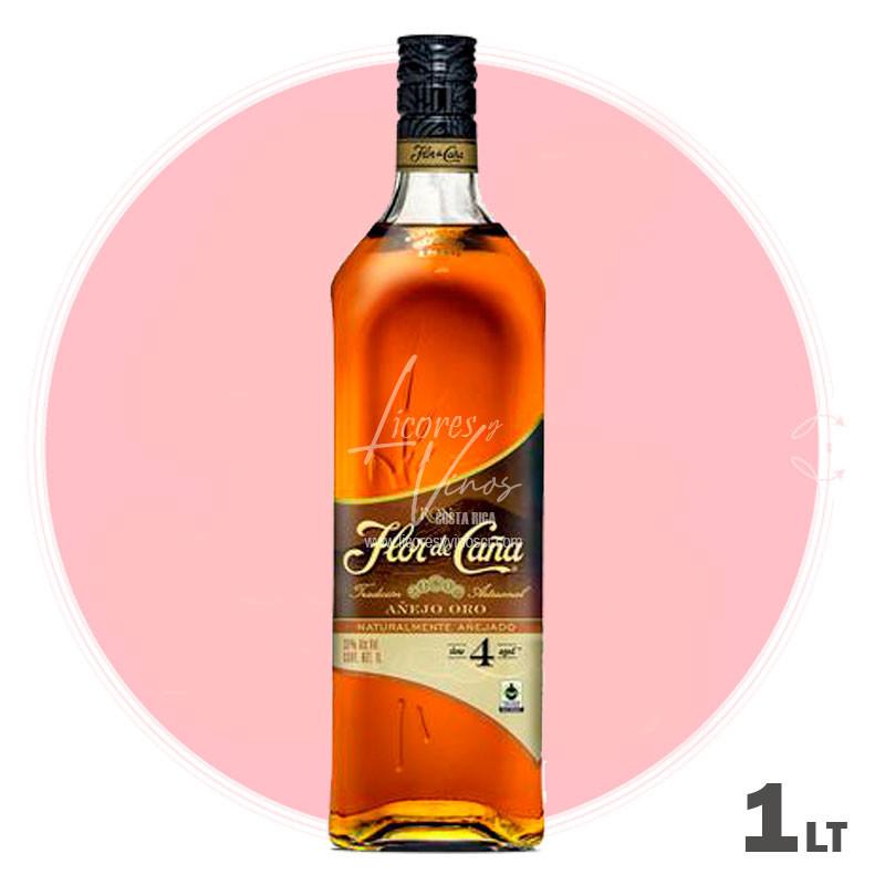 Ron Flor de Caña Centenario Oro 4 años 1000 ml - Ron Oscuro