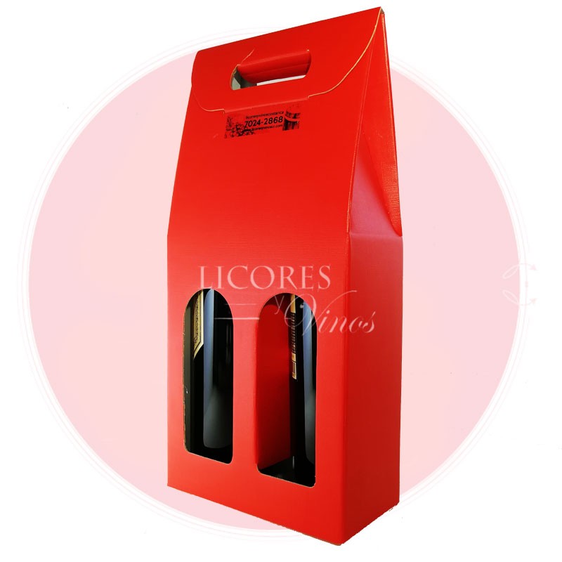Caja Roja para Dos Botellas de Vino