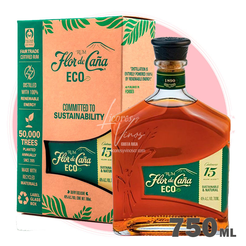 Ron Flor de Caña Centenario ECO 15 años 750 ml - Ron Oscuro