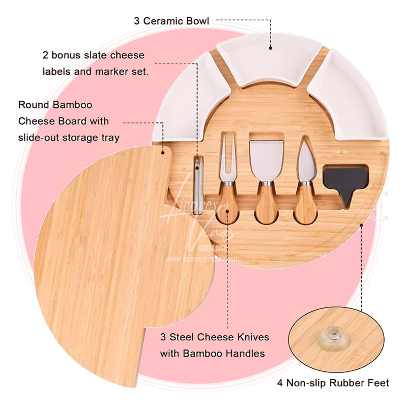Tabla de Madera con 3 Platos y Accesorios para cortar Tabla de Madera con 3 Platos y Accesorios para cortar