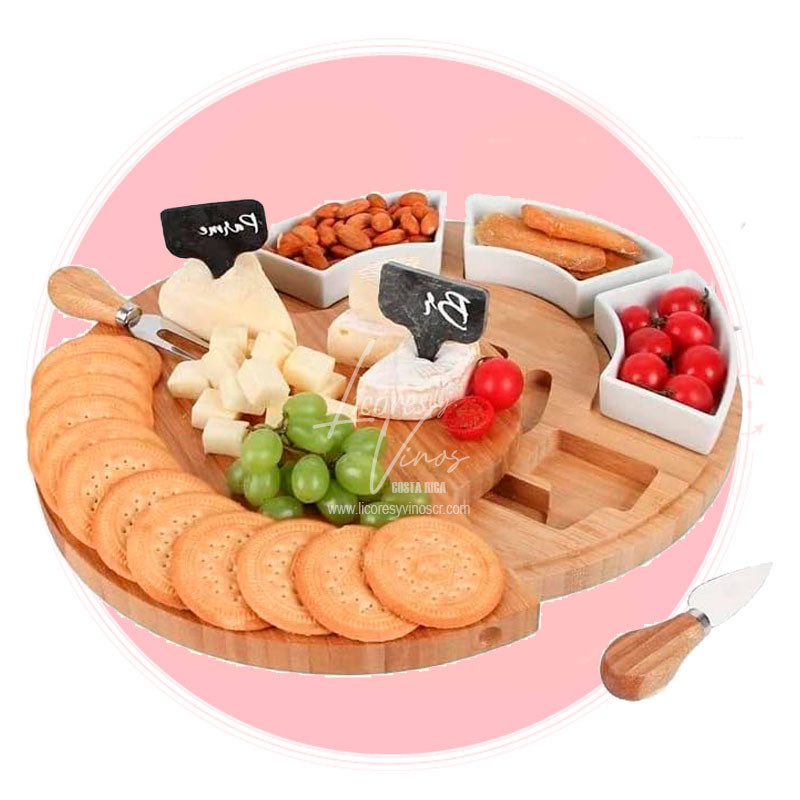 Tabla de Madera con 3 Platos y Accesorios para cortar Tabla de Madera con 3 Platos y Accesorios para cortar