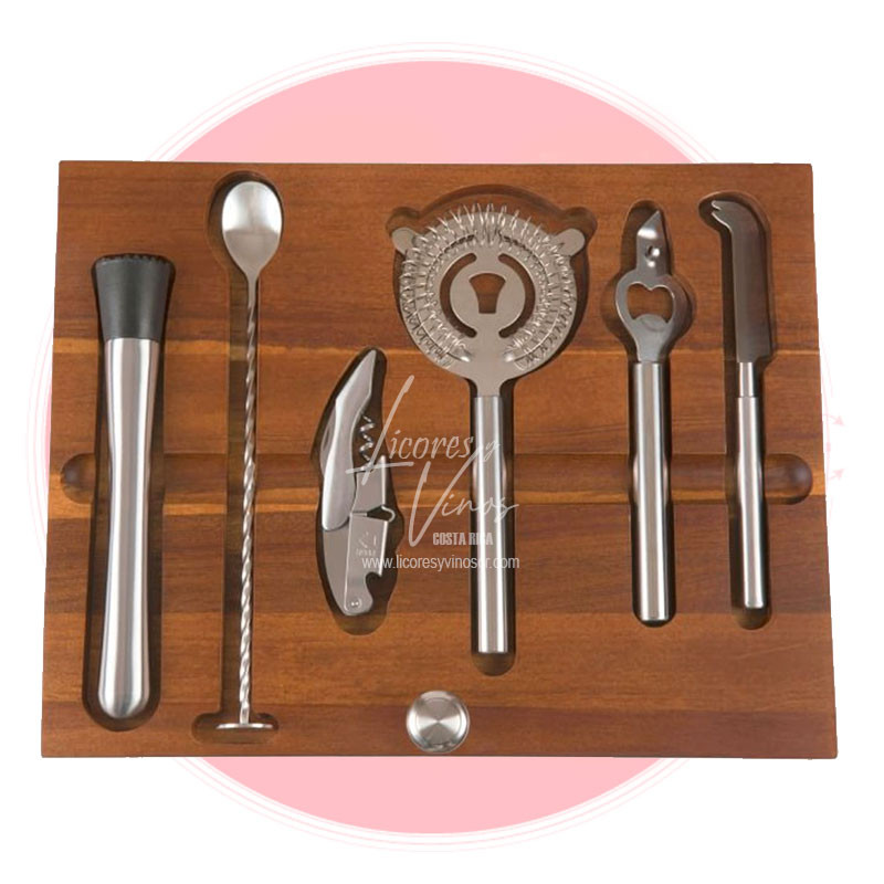 Mini Bar en Madera de Acacia + Accesorios y Regalia Old Parr 12 años Mini Bar en Madera de Acacia + Accesorios y Regalia Old Parr 12 años