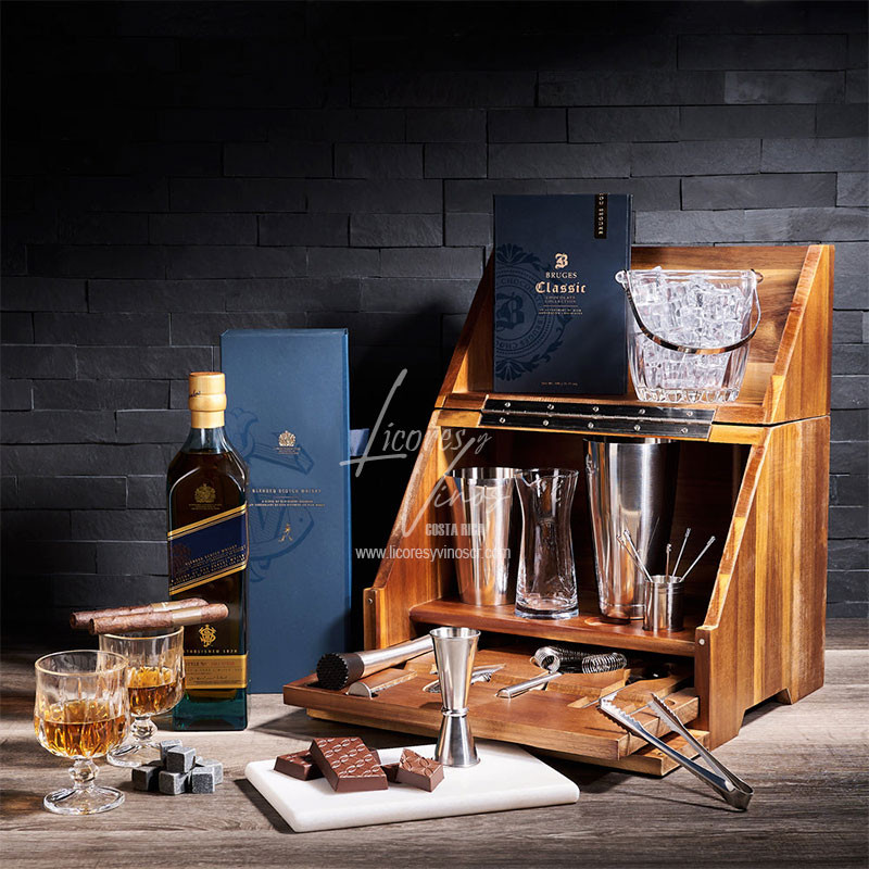 Mini Bar en Madera de Acacia + Accesorios y Regalia Old Parr 12 años Mini Bar en Madera de Acacia + Accesorios y Regalia Old Parr 12 años