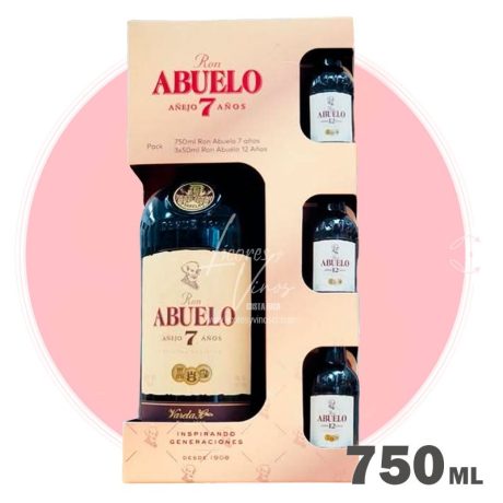 Kit de Regalo Ron Abuelo Añejo 7 años 750 ml + 3 Ron Abuelo Añejo 12 años 50 ml