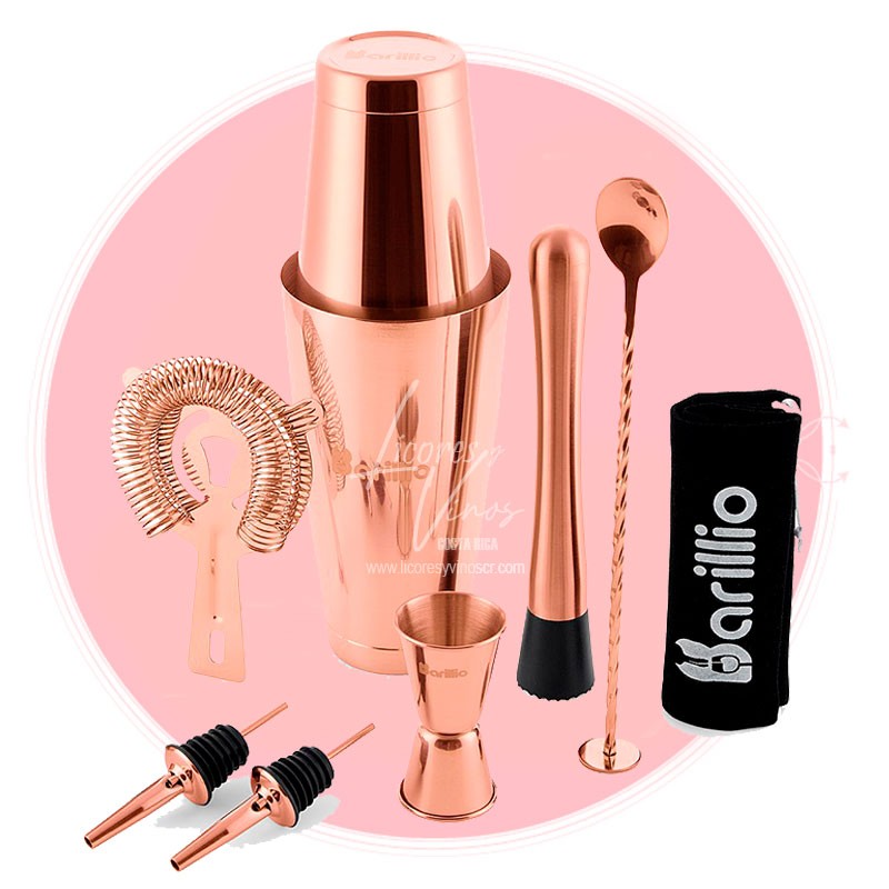 Set de Cocteleria Oro Rosa 9 accesorios