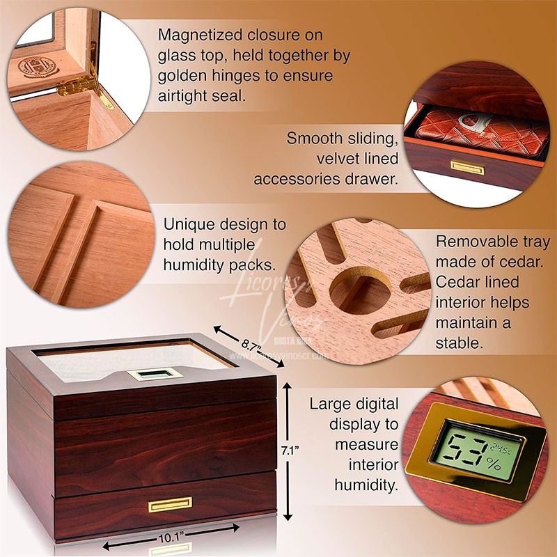 Caja humidor para puros - Estuche para puros de 35 a 60 Caja humidor para puros - Estuche para puros de 35 a 60